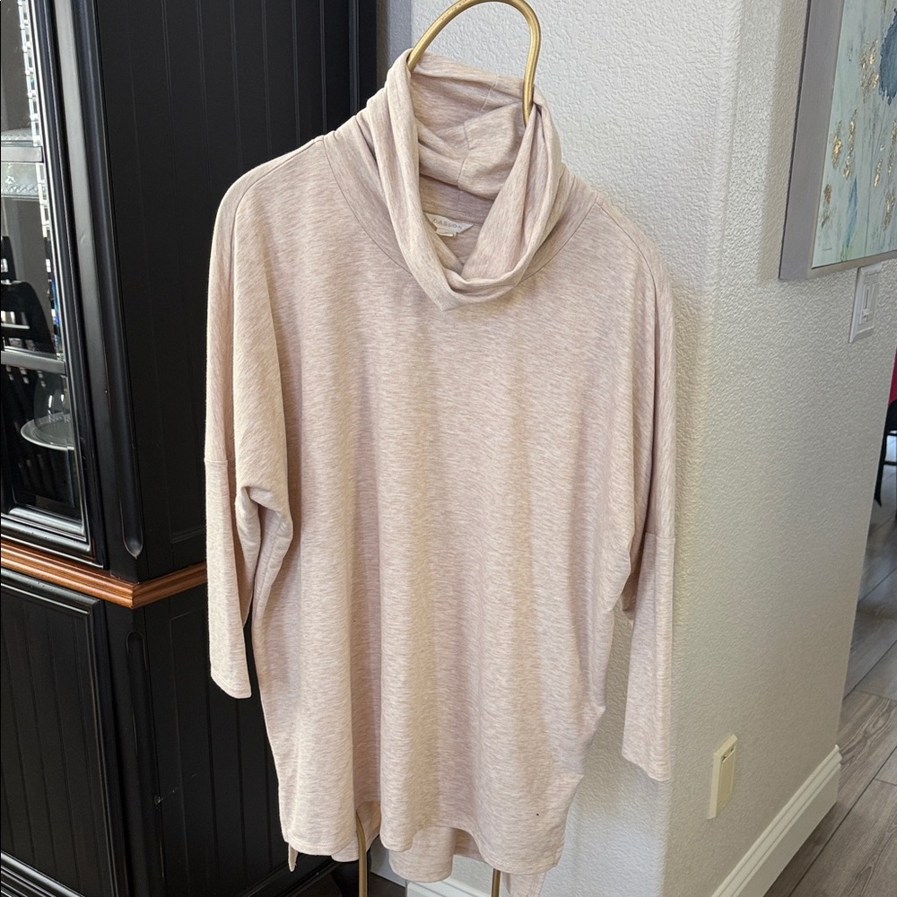 Light Beige Oatmeal Cowl Neck Tunic Top